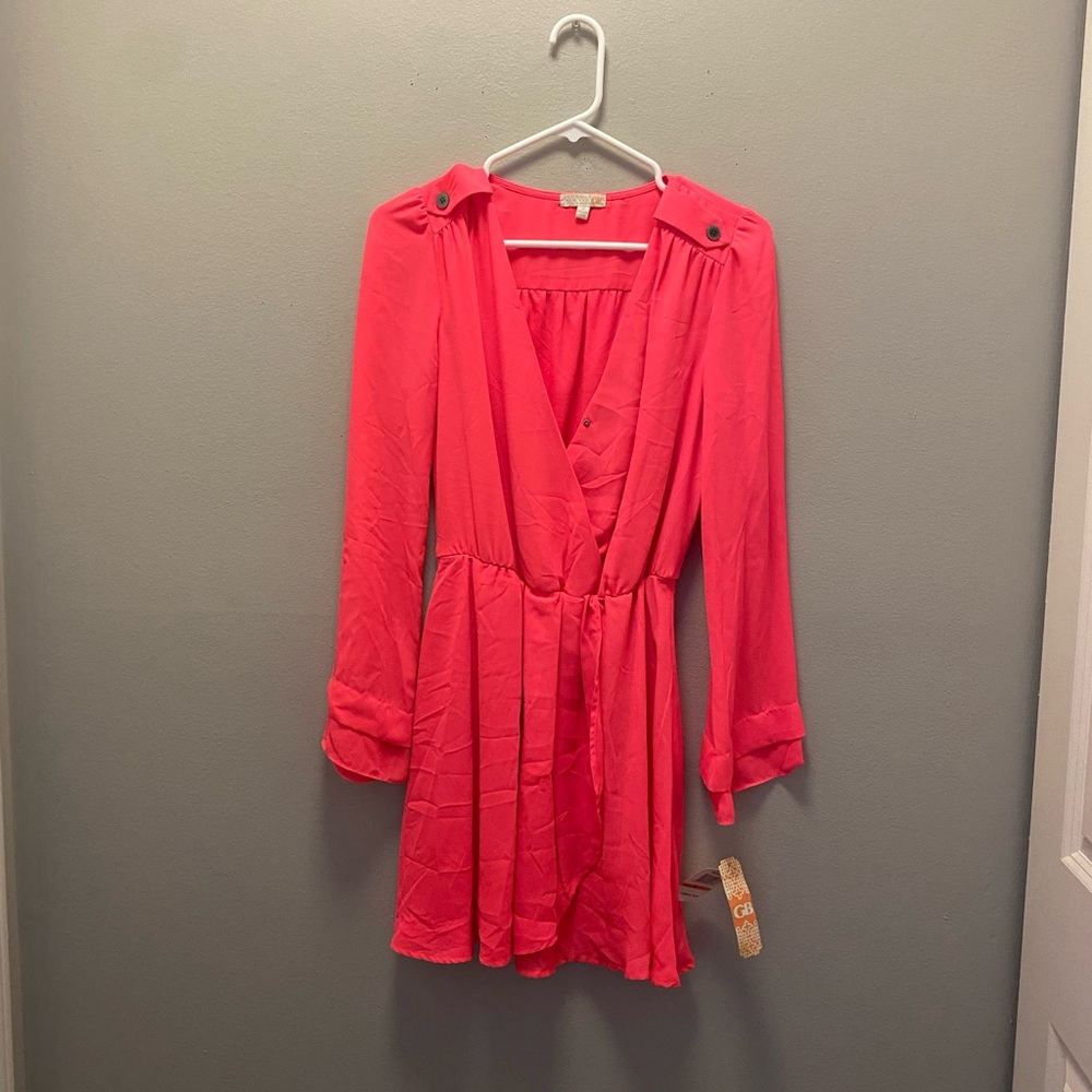 Hot pink long sleeve dress NWT